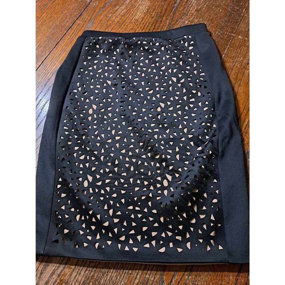 Medium Jealous Tomato Black Tan Cut Out Straight Pencil Skirt Elastic Waist